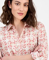Nautica Jeans Women's Button-Front Roll-Tab Shirt