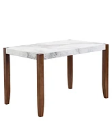 46.5" Faux Marble Dining Table, Wood Legs
