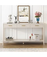 High-Quality Entryway Console Table with Vertical Stripe Drawers, Long Legs,Suitable for Entryway, Hallway, Living Room, Foyer