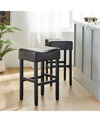 Luxurious Faux Leather Bar Stool with Sturdy Rubberwood Legs for Modern Dining