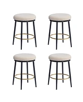 Modern Counter Stools (4 Pack), 24.75" Tall, White with Iron Frame and Sponge Cushion