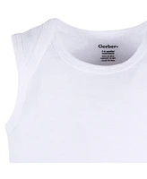 Gerber Baby Unisex White Sleeveless Onesies Bodysuits, 5-Pack