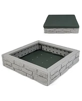 2-In-1 Hdpe Kids Sandbox with Cover and Bottom Liner