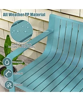 Weather-resistant Plastic 2-Person Bench with Curved Backrest-Blue
