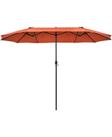 15 Feet Patio Double-Sided Umbrella with Hand-Crank System