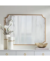 Jacinda Rectangular Vanity Decorative Wall Mirror Modern Beveled Rounded Cut Edge Antique Gold Wood Frame 30" Wide for Bathroom Bedroom Living Ro