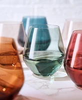 The Wine Savant Khen Pastel Muted Stemless Wine Glasses, Set of 4