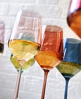 The Wine Savant Classic Art Deco Pastel Muted Wine Glasses, Set of 6
