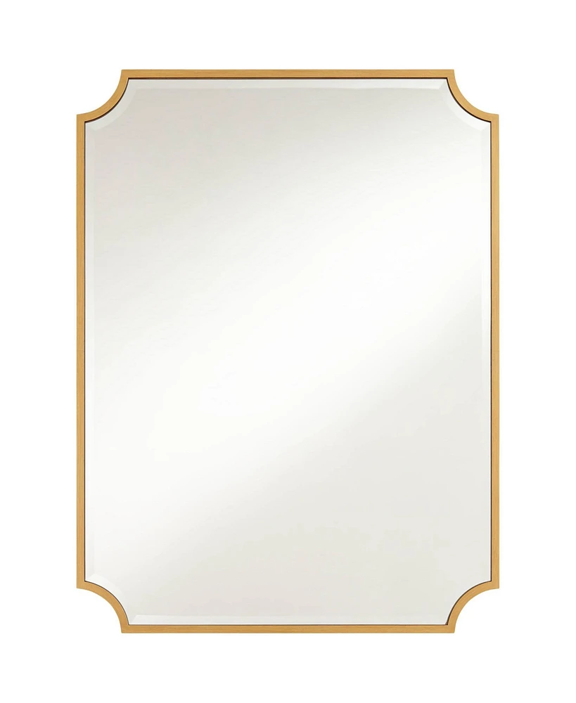 Jacinda Rectangular Vanity Decorative Wall Mirror Modern Beveled Rounded Cut Edge Antique Gold Wood Frame 30" Wide for Bathroom Bedroom Living Ro