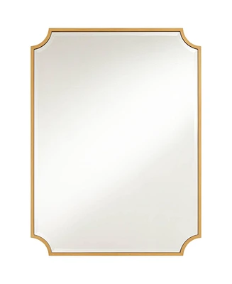 Jacinda Rectangular Vanity Decorative Wall Mirror Modern Beveled Rounded Cut Edge Antique Gold Wood Frame 30" Wide for Bathroom Bedroom Living Ro