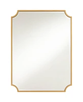 Jacinda Rectangular Vanity Decorative Wall Mirror Modern Beveled Rounded Cut Edge Antique Gold Wood Frame 30" Wide for Bathroom Bedroom Living Ro