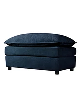 Deep Seat Cloud Sofa with Ottomans & Pillows, Modular Couch, Blue