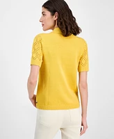 Tommy Hilfiger Women's Double Pointelle Knit Polo Top