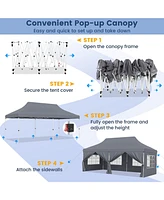 10 x 20 Feet Pop up Canopy with 6 Sidewalls Windows and Carrying Bag