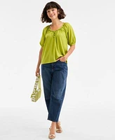 On 34th Braided Trim Short Sleeve Top Barrel Leg Jeans Lauuritaa Dress Sandals Beaded Shoulder Bag Jewelry Exclusively At Macys