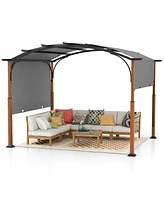 10 x 12 Ft Outdoor Retractable Pergola with Retractable Canopy for Patio-Gray