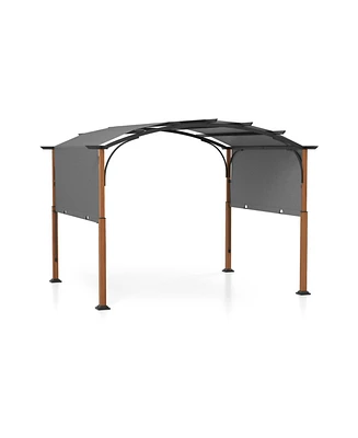 10 x 12 Ft Outdoor Retractable Pergola with Retractable Canopy for Patio-Gray