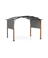 10 x 12 Ft Outdoor Retractable Pergola with Retractable Canopy for Patio-Gray