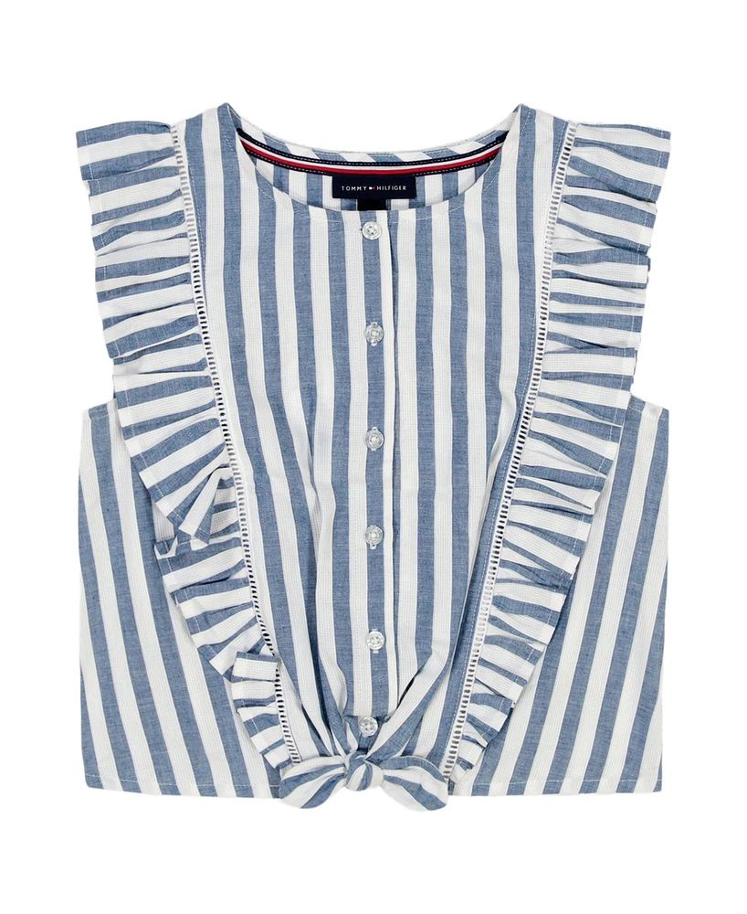 Tommy Hilfiger Big Girls Yarn Dyed Ruffle Top