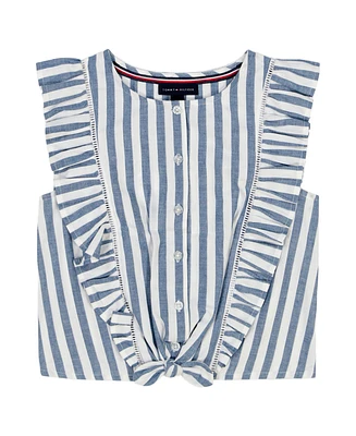 Tommy Hilfiger Big Girls Yarn Dyed Ruffle Top