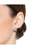 Dazzling Rhodium-Plated Double Halo Dangle Earrings with Clear Pear, Marquise, and Round Cubic Zirconia