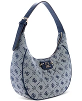Guess Neda Medium 4G Peony Logo Hobo Shoulder Bag