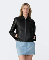 Furniq Uk Women's Classic Leather Jacket, Created for Macy's