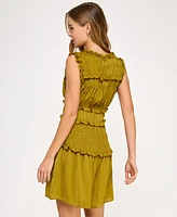 B Darlin Juniors' Gathered Satin Sleeveless A-Line Dress