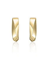 Geometric Rectangle Mini Hoop Earrings White Gold Plated or 14K