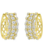 Oval Puffy Hoop Earrings 14K Gold over Sterling Silver