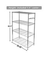 Simple Deluxe 4-Tier Heavy Duty Storage Shelving Unit, Heught Adjustable, Chrome,35.43" D x 17.72" W x 65.35" H, 1 Pack