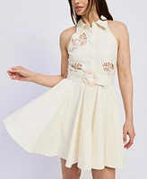 En Saison Women's Ellis Collared Belted Mini Dress