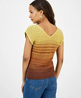 I.n.c International Concepts Petite Knit Ombre Stripe Top