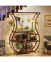 Tribesigns 6-Tier Plant Stand, 70.9 Inch Tall Plant Shelf with 10 Hanging Hooks, Vase Shape Ladder Plant Stand, Multi-Purpose Plant Display Rack for I