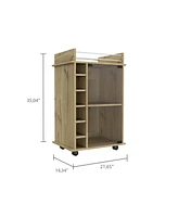 Savannah 6-Bottle 3-Shelf Bar Cart Light Oak