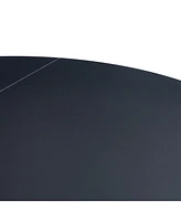 A 42-inch burn stone round table with stainless steel legs can accommodate 4 or 6 diners