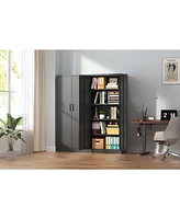 72"H Metal Garage Storage Cabinet, Black Tool Steel Locking Cabinet with Doors and 4 Shelves, Tall Cabinets for Garage Storage Systems Lockable File C