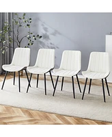 Dining Chair Set - 4 Piece, White/Gray, Extended Seat