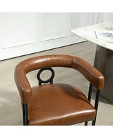 Contemporary Designed Chenille Fabric Upholstered Accent/Dining Chair/Barrel Side Chairs Kitchen Armchair for Living Room set of 1 (Light Brown Pu