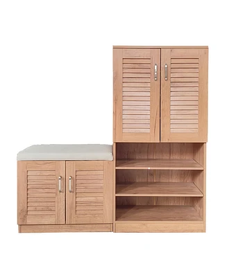 Multifunctional Shoe Cabinet with Storage, Bench & Adjustable Shelves for Hallway