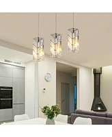 Modern Crystal Pendant Light - 3 Pack, Adjustable Hanging Lamp