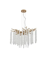 23.6 Modern Golden Pendant Light with Cascading Crystals for Living Spaces