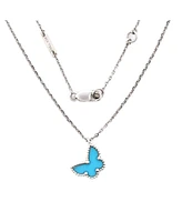 Pre-Owned Van Cleef & Arpels Sweet Alhambra Butterfly Pendant Necklace 18K White Gold with Turquoise