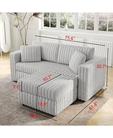 75.6" Modular Sofa w/ Lift & Ottoman. Light Gray.