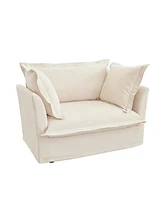 Comfortable Slipcover Armchair with Back Cushion and Toss Pillows