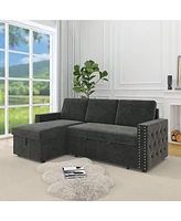 Spacious 2-Pack Sofa Bed with Storage Chaise and Comfortable Cushions