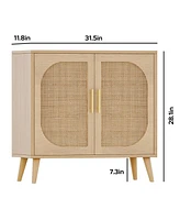 Buffet Cabinet with Storage, Accent Bathroom Floor Cabinet, with Two Doors and 4 compartments forStorage, Cabinet with Solid Wood Feet, Sideboard Cabi