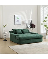 Chenille 2-seater lazy sofa With 5 back pillows, Comfy Sofa- Deep Seat Couch for Living Room, Club (Emerald)