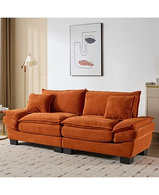 Comfy Corduroy Sleeper Sofa with Pillows for Home or Office