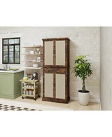 4 Door Cabinet with 1 Drawer, with 4 Adjustable Inner Shelves, Storage Cabinet